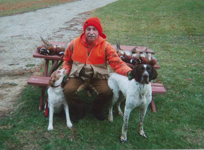 Photo of Dale, Dale's dog, Rosie, and Bear Creek's "Chief" dog