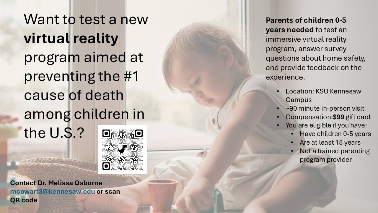 Child playing in the background with Phase 2 recruitment info across slide