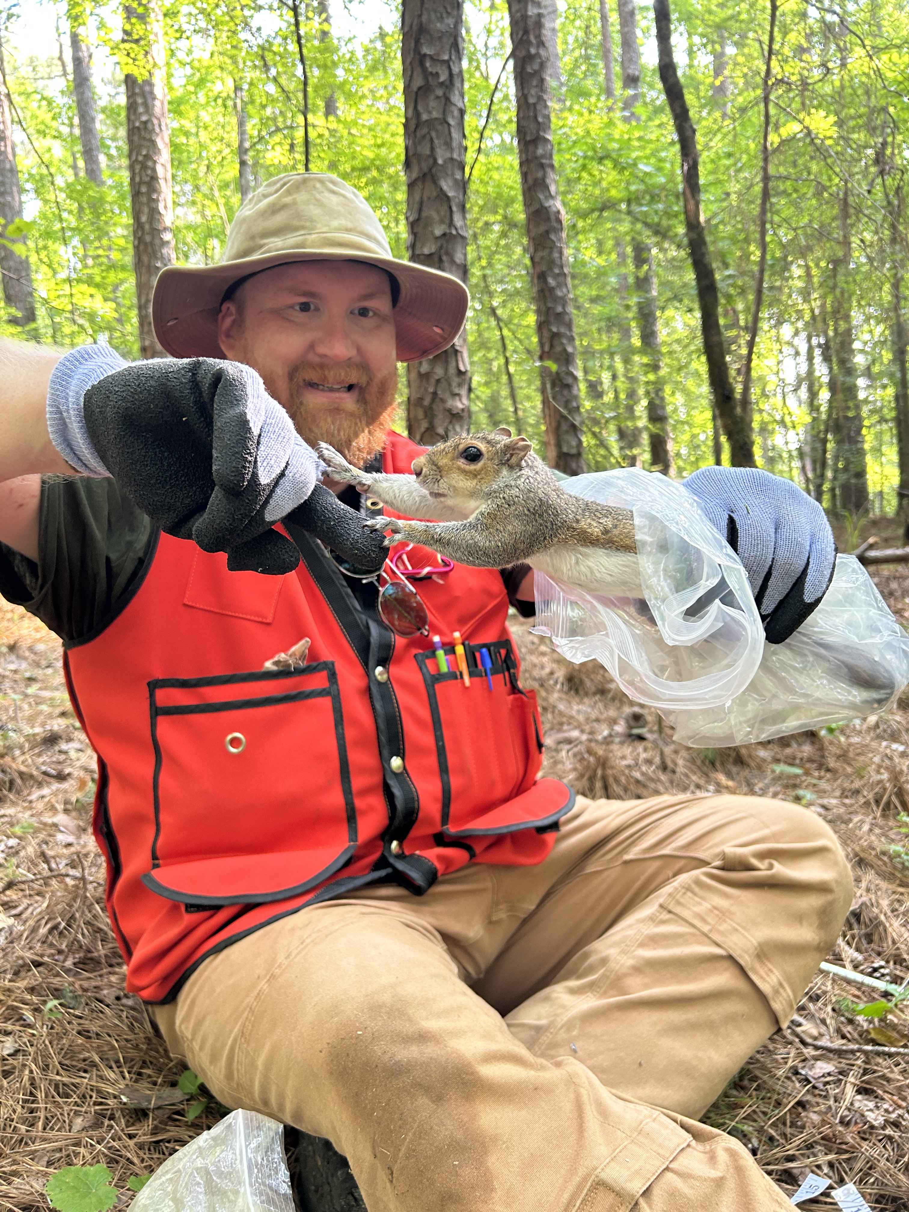 Dr. Green holding a squirrel