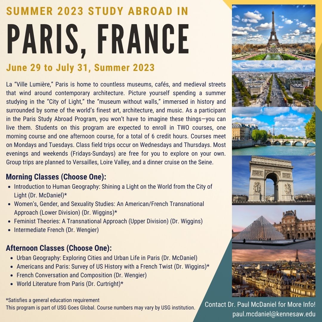 Geography study abroad in Paris summer 2023
