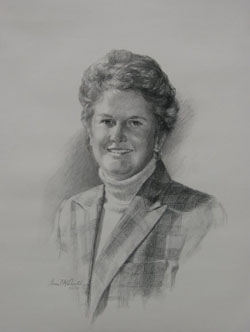 Linda Noble, former Dean of the College of Social Sciences (Drawing by Shane McDonald, 2008) 